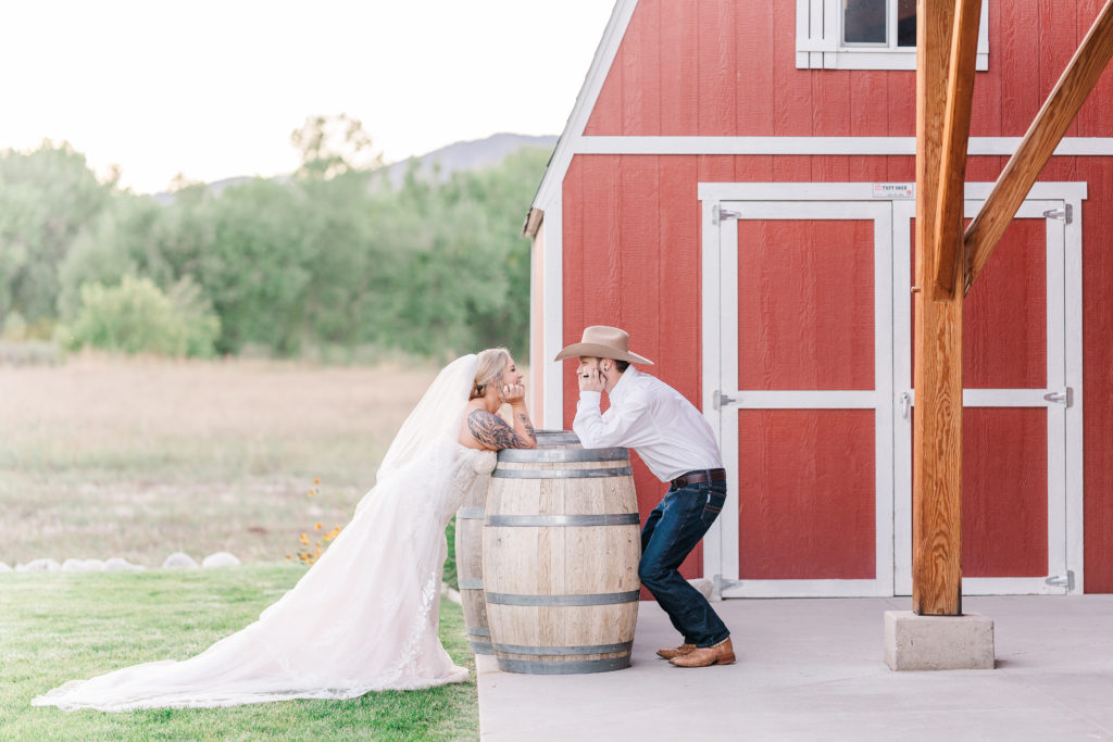 Sweetheart Winery Wedding Elopement Barn Barrels Cute 