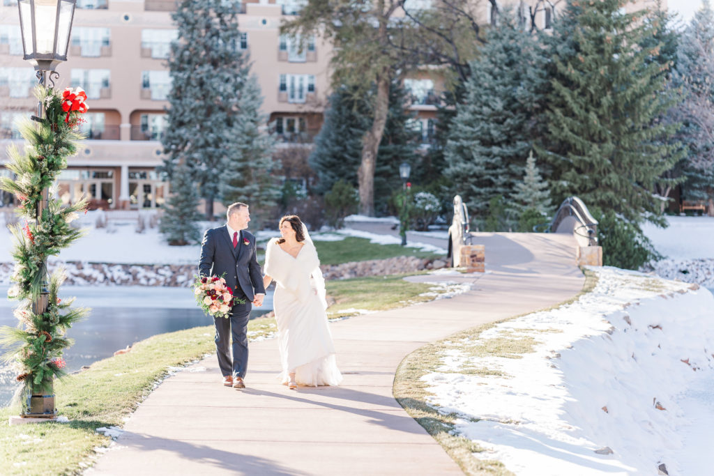 Winter Wedding at The Broadmoor Colorado Springs Bridge 