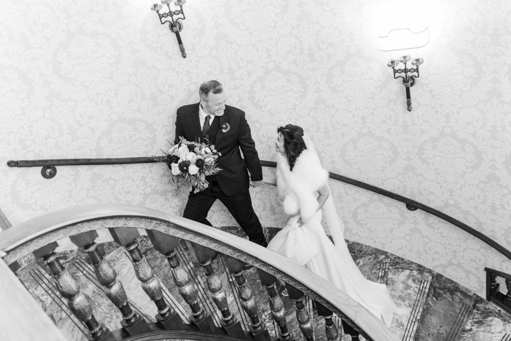 Winter Wedding at The Broadmoor Colorado Springs Staircase