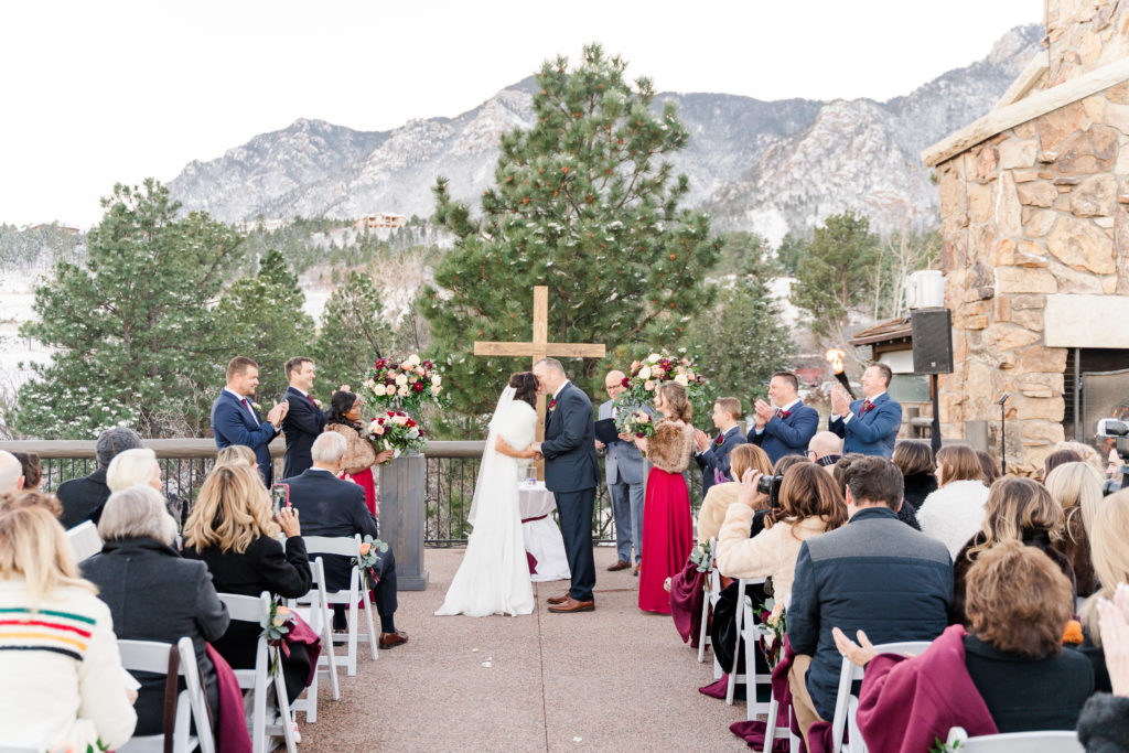 Winter Wedding at The Broadmoor Colorado Springs Outdoor Ceremony Cheyenne Lodge