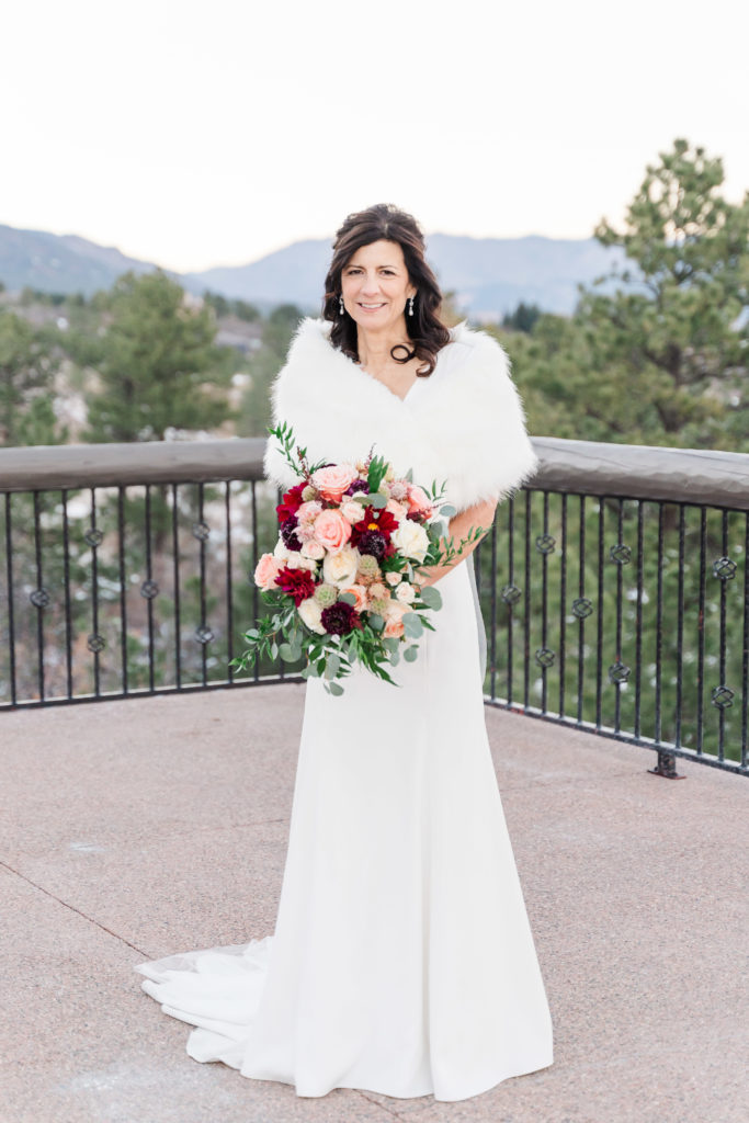 Winter Wedding at The Broadmoor Colorado Springs Reception Cheyenne Lodge Balcony Bride 