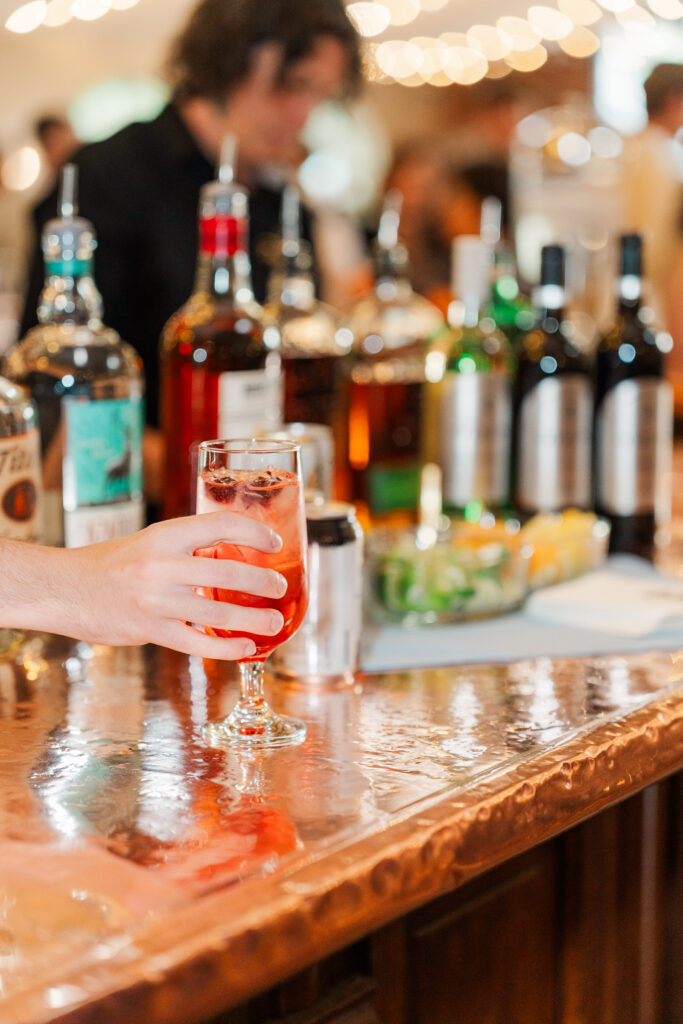 Wedding cocktail being served at the bar